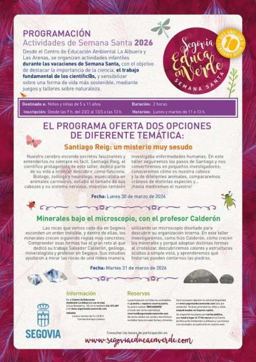 “Segovia Educa en Verde” propone talleres científicos gratuitos en Semana Santa para niños