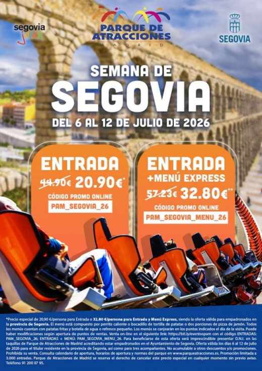 Los segovianos podrán visitar el Parque de Atracciones de Madrid por 20,90 euros del 6 al 12 de julio y el Zoo en septiembre con descuento