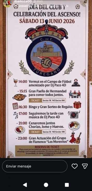 El Turégano CF celebra el Día del Club y el ascenso a Tercera Federación el sábado 13 de junio con paella, bingo y flamenco
